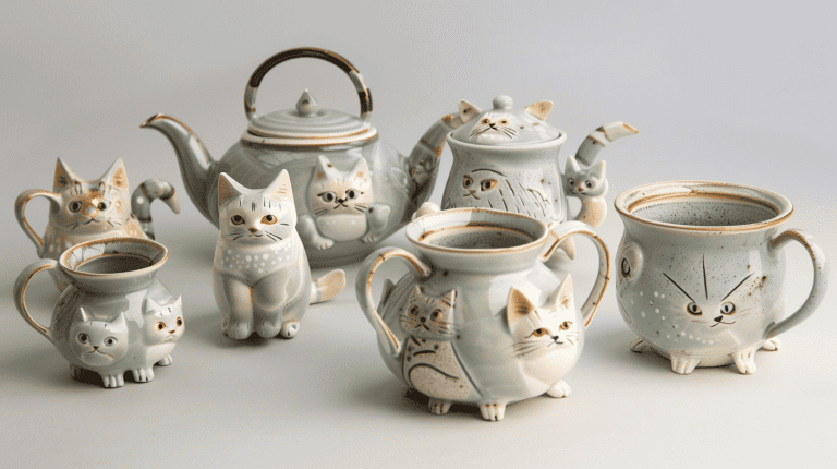 Teapots with cat designs, accompanied by matching cups, Teapots with cat designs, accompanied by matching cups. - 1600x900, 21 Cat-Themed Decor Items for Every Corner of Your Home - 1600x900